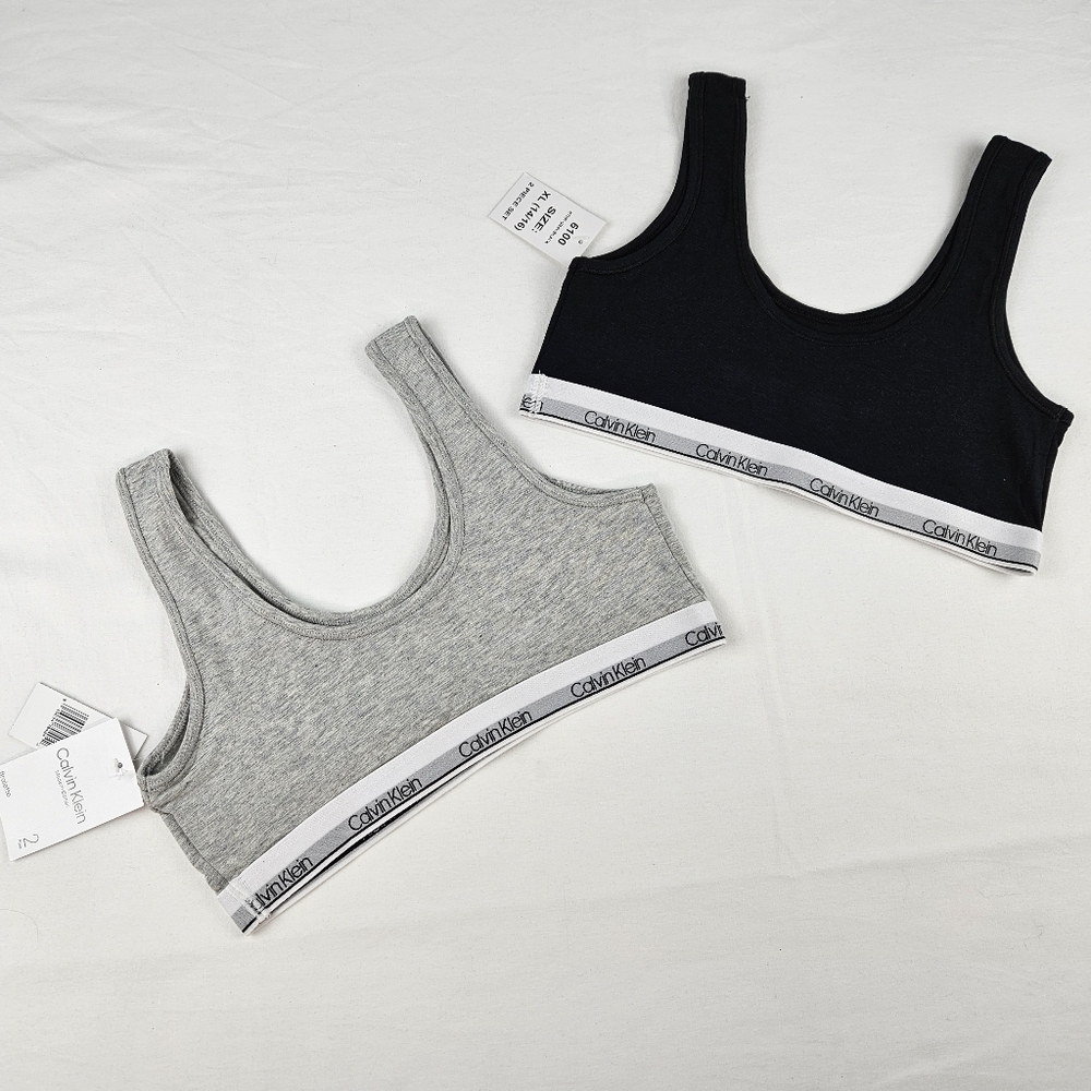 Calvin Klein Girls Black and Gray Bralette Set size 14/16 XL